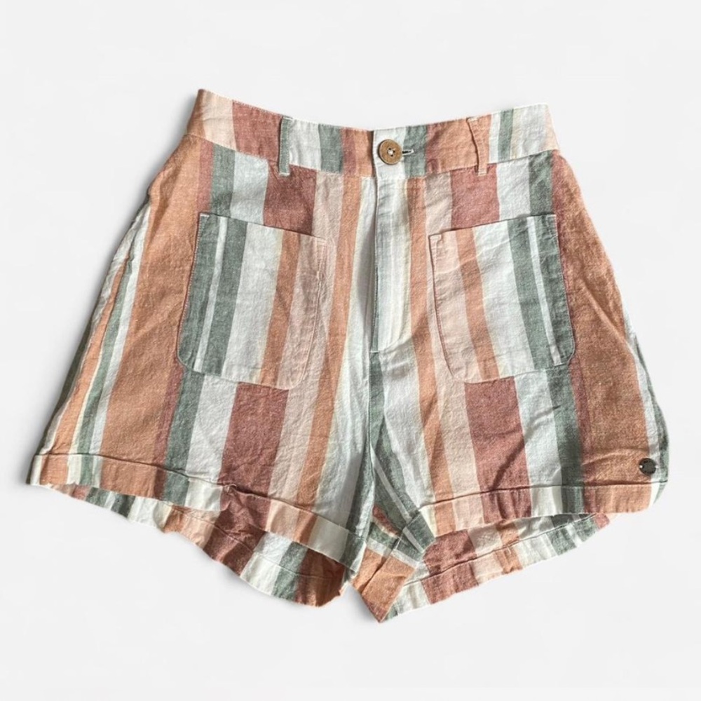 Striped Linen Blend Shorts